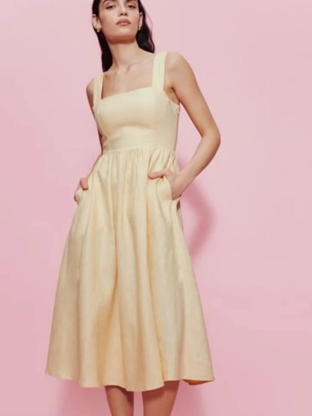 Reformation Frieda Linen Dress in Parmesan Size 0